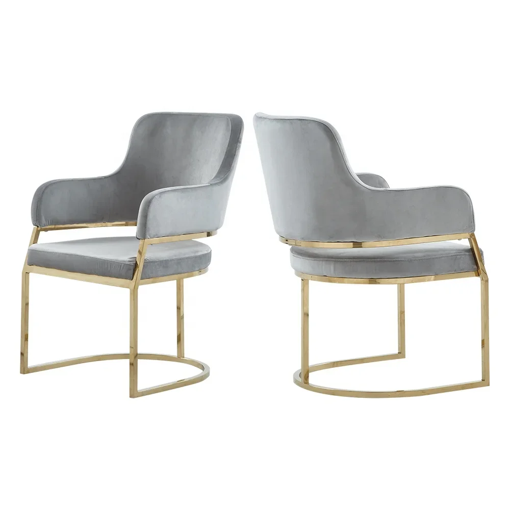 Contemporary Gold Stainless Steel Dining Chair Velvet Upholstery Restaurant Chair For Home Hotel Restaurant