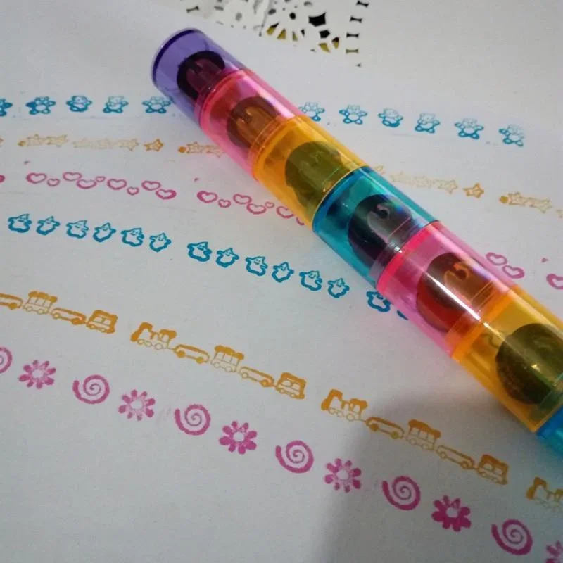 Baby Colorful Ink Pad Stamp Seal Preschool Funny Toy Learning Cartoon DIY Roller Drawing Diary Tool for Kids Ink Pad Gift