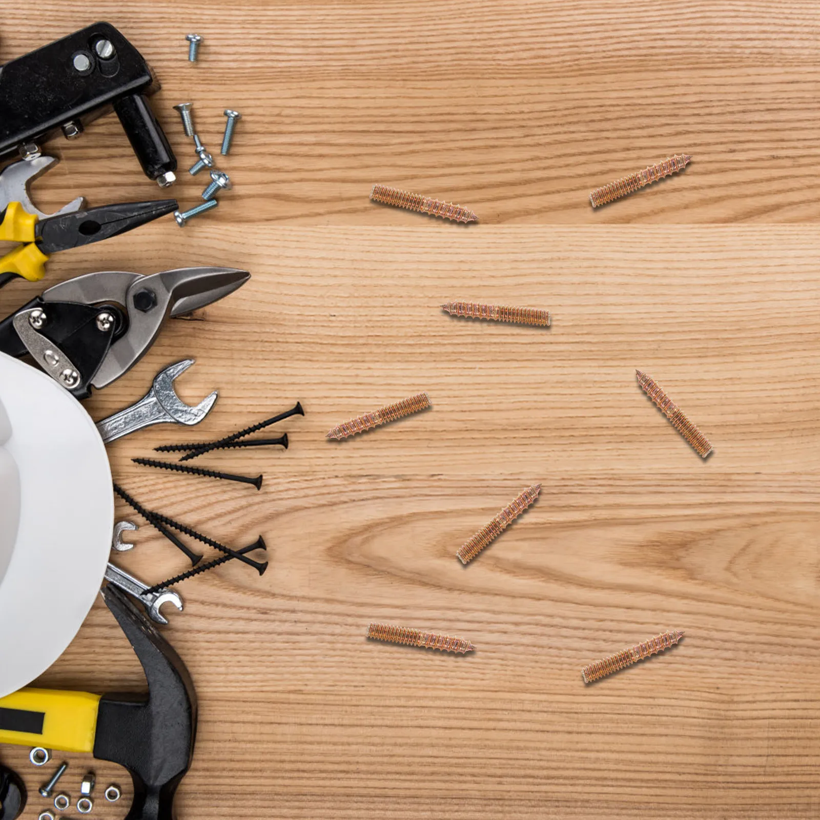 

100 шт. двухсторонних анкерных болтов с самонарезающими винтами для дерева и металла, для проектов DIY, сверхмощные крепежные элементы, анкерные болты с двойной резьбой