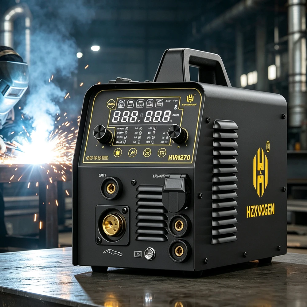 HZXVOGEN HVM270 Aluminium-Schweißgerät Multiprozess-Plasmaschneidemaschine 220V 6-in-1 HF TIG Schneid- und Schweißgerät MMA Lichtbogen Gas-/Gaslos-MIG Punktschweiß-Inverter-Schweiß- und