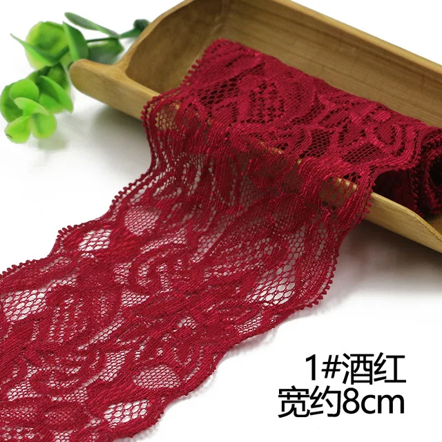 1Meter Elastic Lace Ribbon DIY Handmade Crafts Fabric White Black Red Pink Blue Purple Lace Trimming Home Garment Accessories 4