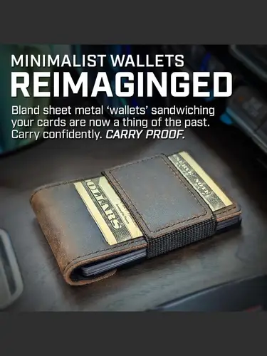 Imagen 2 del producto Cartera de cuero de lujo para hombre, tarjetero con bloqueo RFID con apertura y cierre, billetera extraíble para hombre, billetera de Metal