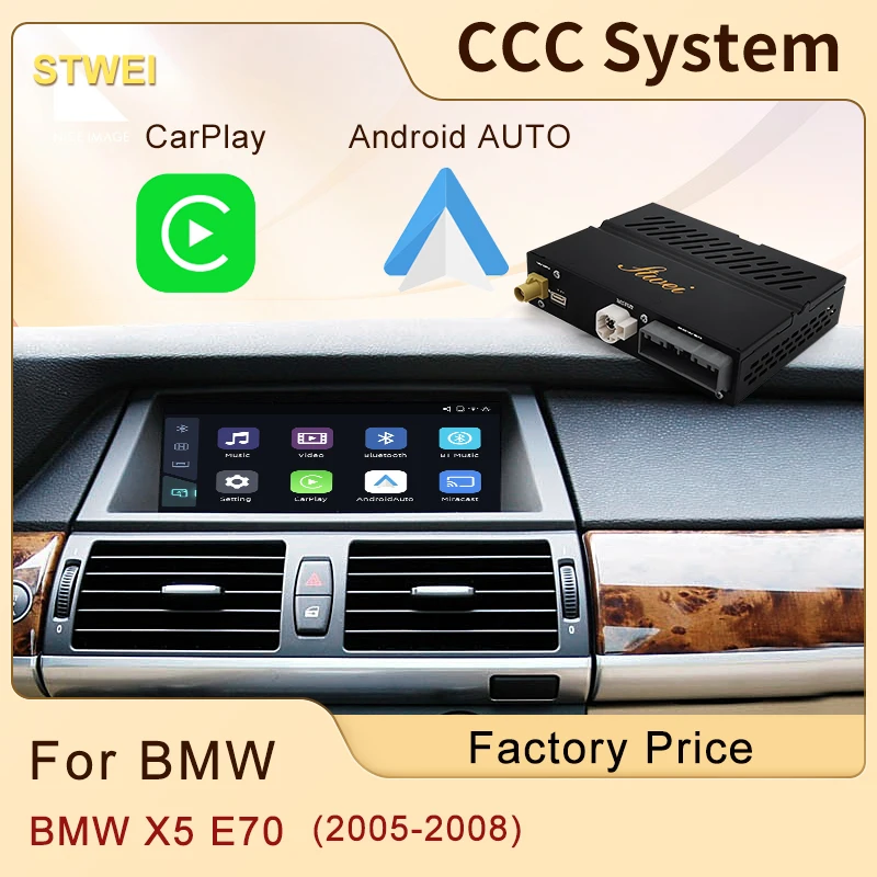 Wireless CarPlay Module Box For BMW CCC X5 E70 2005-2008 Car Play Android Auto Mirror Link Front Rear Camera