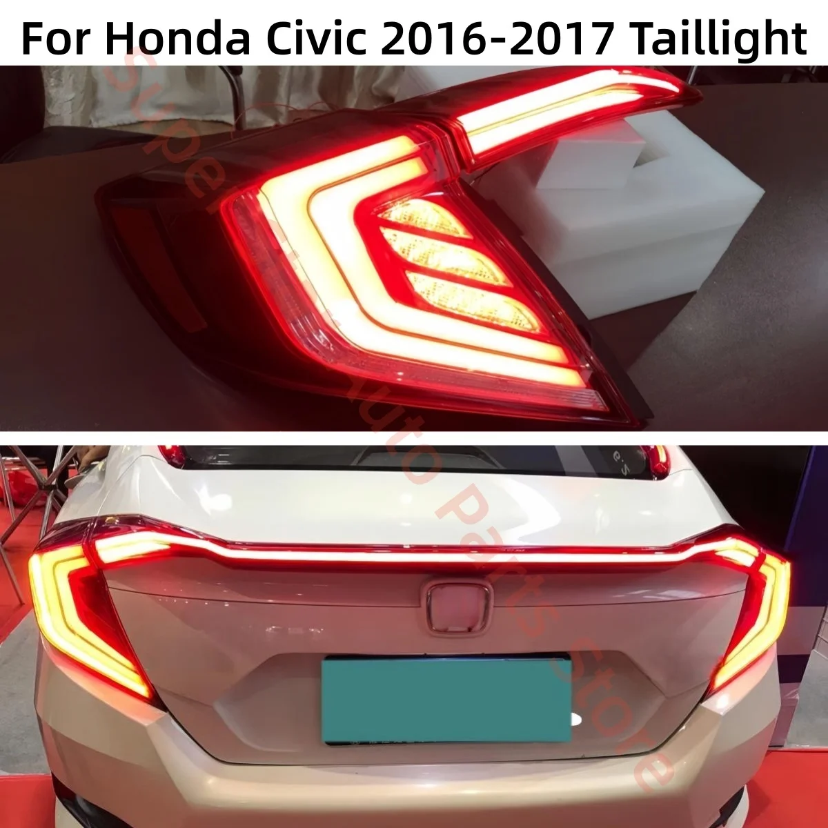 

For Honda Civic 2016-2017 Taillights Brake light Rear LED fog lamp assembly modified Reversing light High-brightness lamp beads