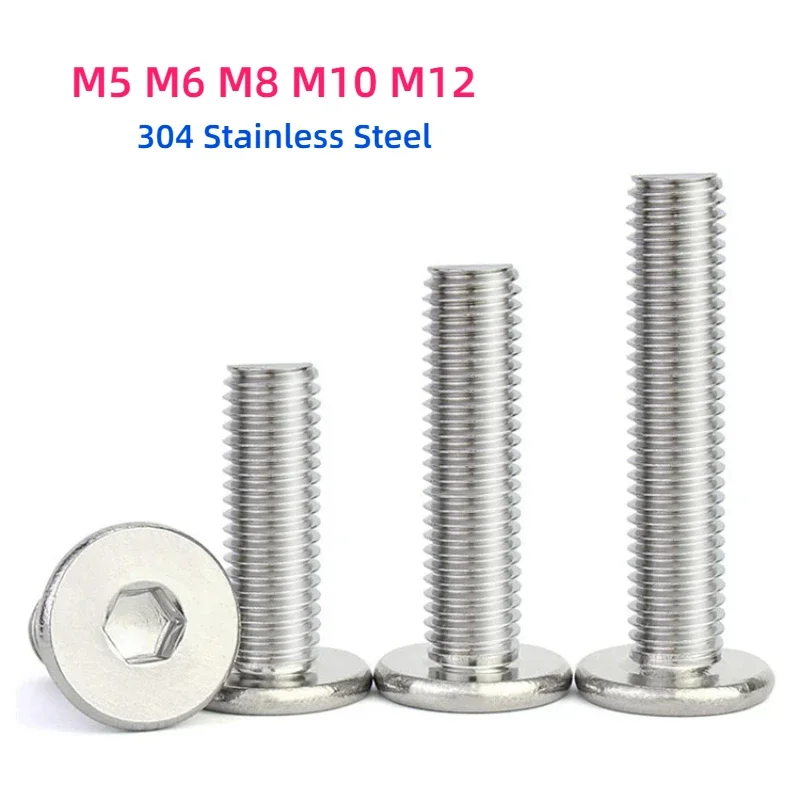 M5 M6 M8 M10 M12 304 Stainless Steel CM Ultrathin Hex Socket Flat Wafer Head Screw Allen Hexagon Ultra Thin Head Bolt