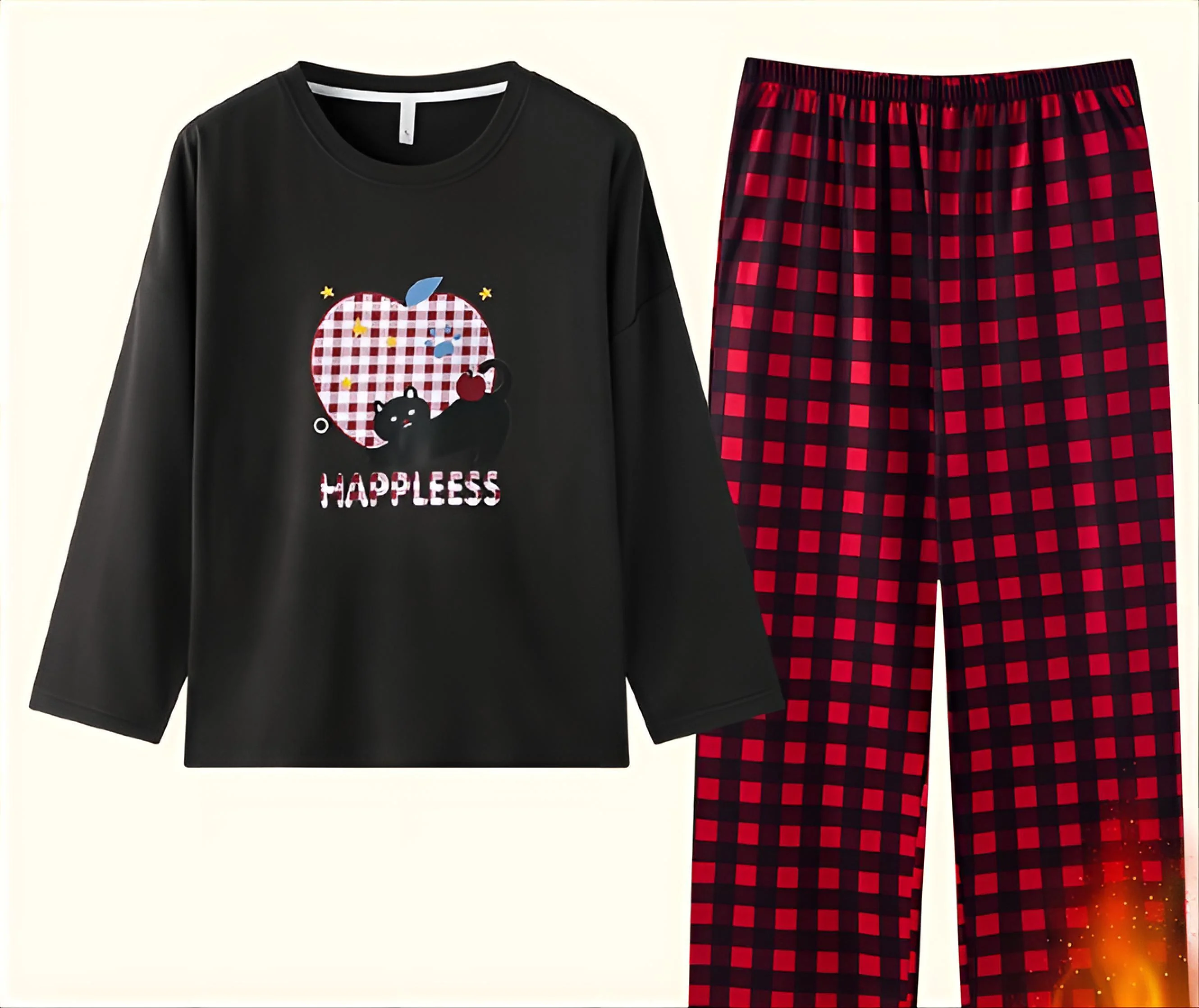 

Pajama Sets Easter Women Flannel Oversized Sleep Set Daily Aunt Thermal Wear Collared Long Pants Autumn Winter Casual Pyjama Ins