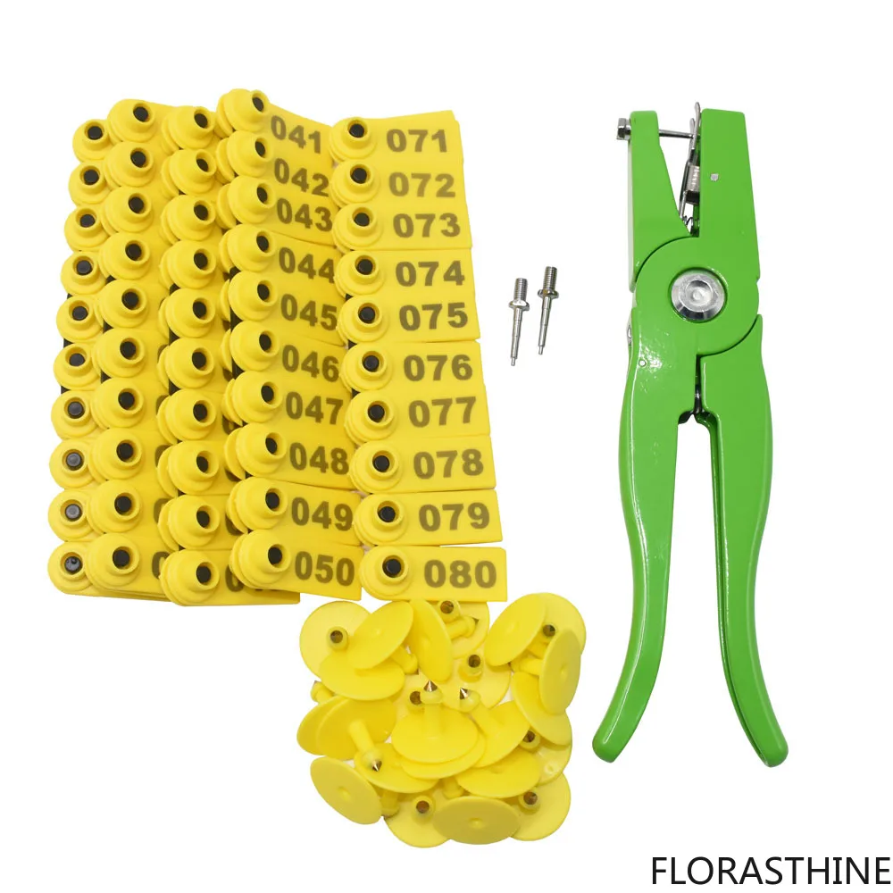 Farm Animal Livestock Supplies no.001-100 Sheep Ear Tag Laser Copper Type Head Earrings Animal Supplies Suit 5 Colors
