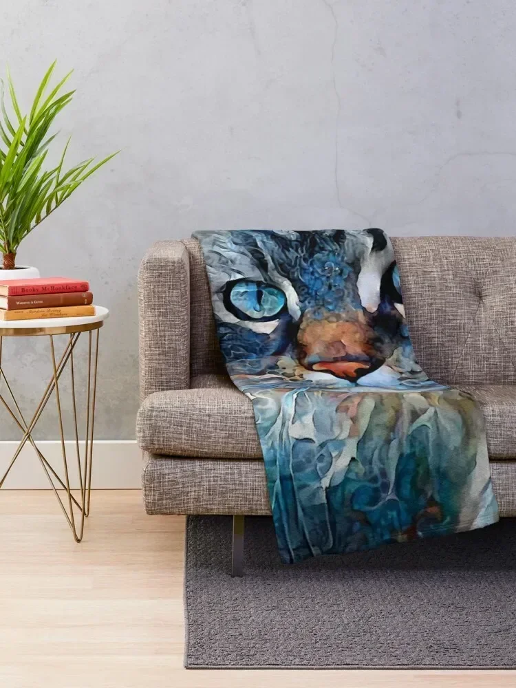 Rutger, cat, chat, cat, kitten, lea roche paintings Throw Blanket Sofa Quilt Furry Blankets