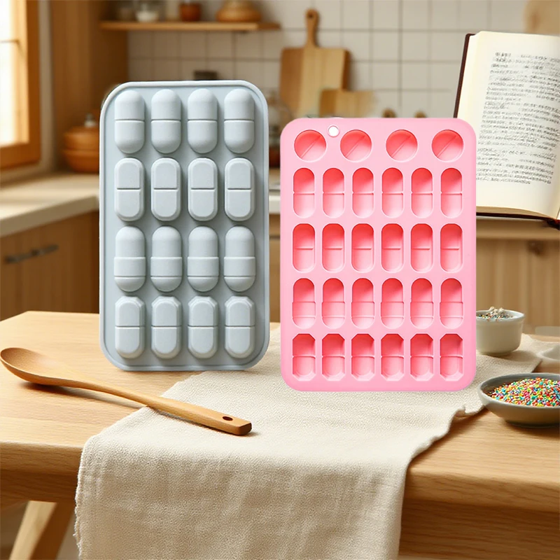 Moldes de silicona con forma de píldora, moldes para hornear temáticos para pastel de Chocolate, postre, dulces, Mousse, pastelería, decoración de cocina DIY