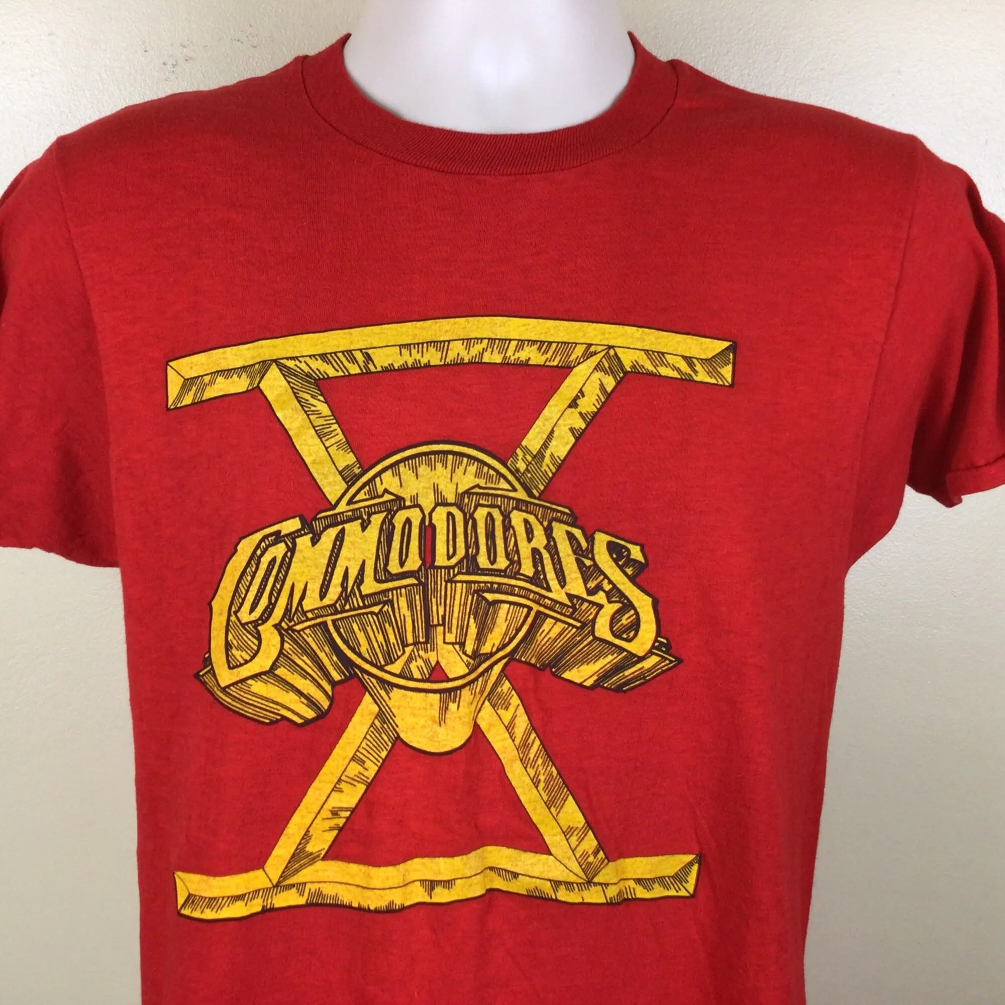 Vtg 1980 The Commodores Concert TShirt Red Tag Size L 80s Classic Soul R&B Funk Band Lionel Richie