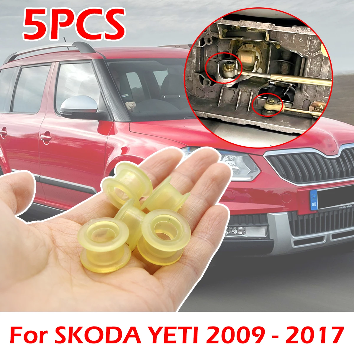 

5Pcs Manual Gear Shift Lever Cable Bushing Repair Kit Gearbox Selector End Linkage Rubber Sleeve Clip For SKODA YETI 2009 - 2017