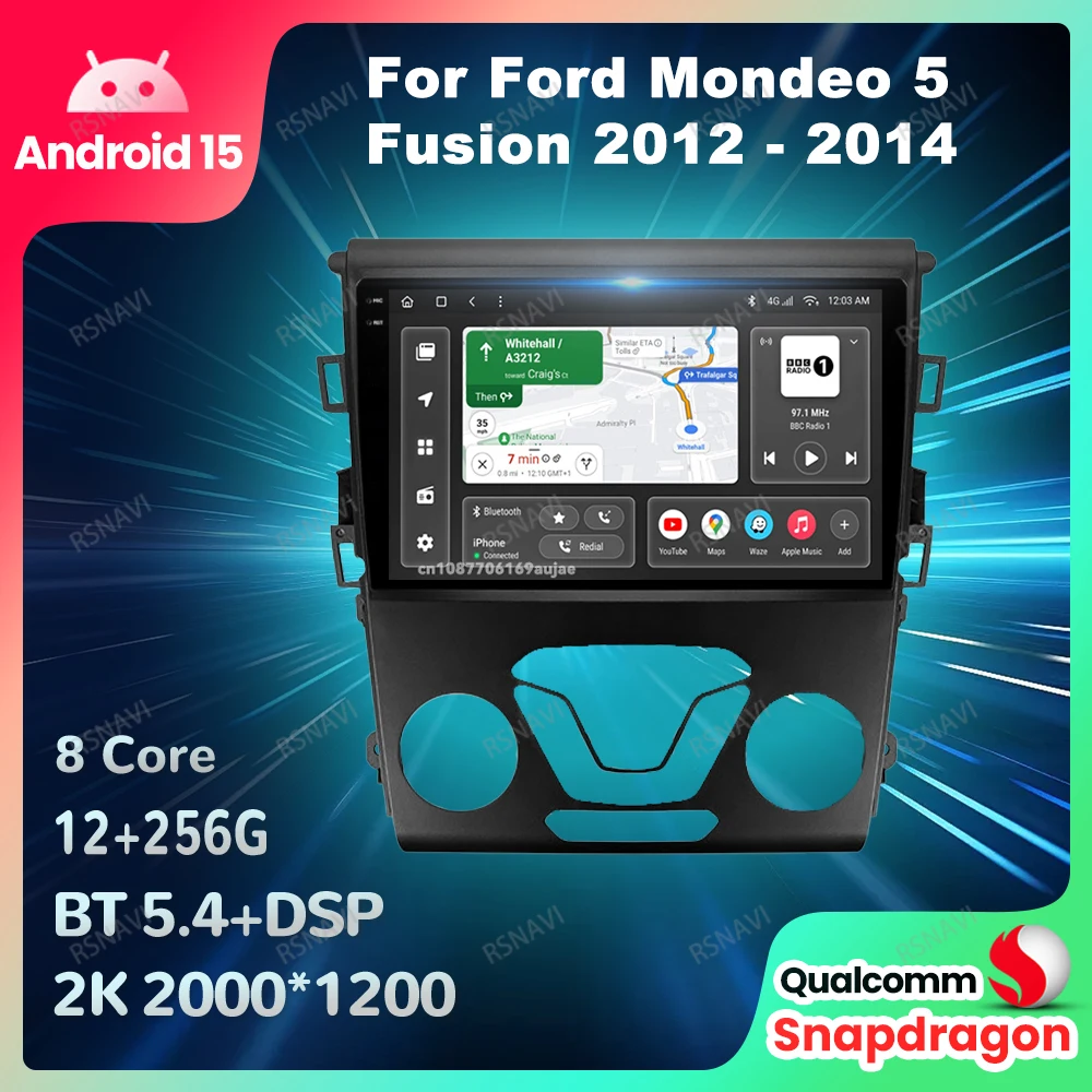 

Автомобильный радиоприемник Android 15 для Ford Mondeo 5 Fusion 2012-2014 Стерео 4G LTE DSP Видеоплеер GPS BT Мультимедиа 2 DIN Навигация 2DIN