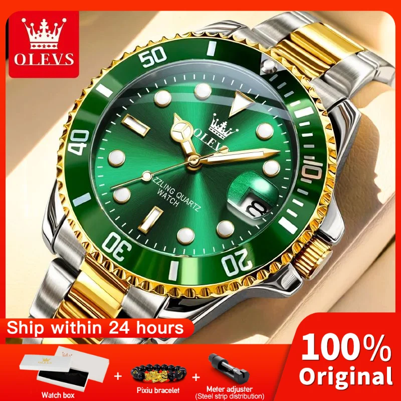 OLEVS 5885 Man Watch Original Brand Waterproof Quartz Watch Stainless Steel Strap Automatic Date Mens Gifts Watches For Man
