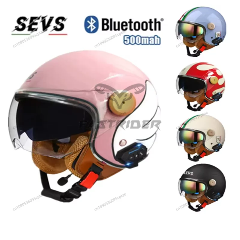 

Четыре сезона для мужчин и женщин мотоциклетный шлем байкерский 3/4 шлем с открытым лицом ретро электрический велосипед скутер ABS Shell мото шлем DOT