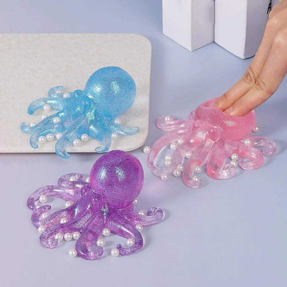 Ultra Soft Pearlescent Transparent Octopus Stress Relief Toy Kneading Decompression Venting Relaxation Visual Sensory Stimulatio