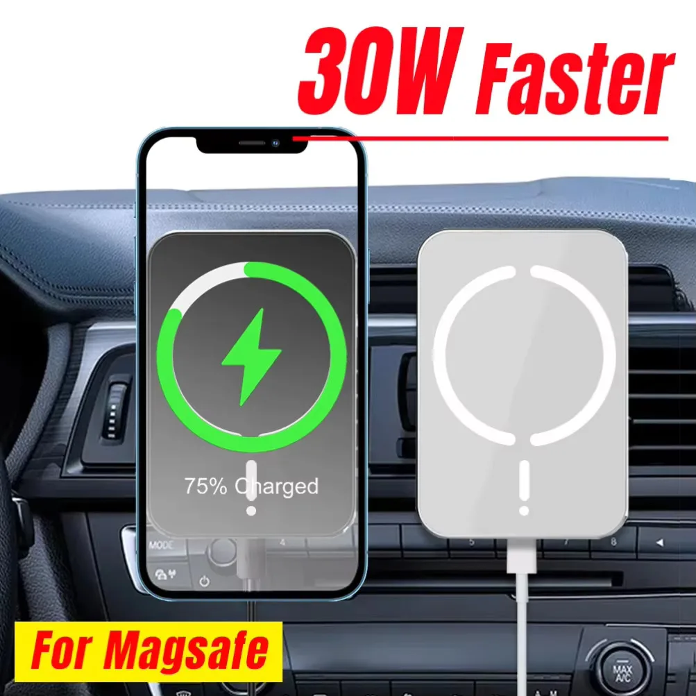 

30W Magnetic Car Air Vent GPS Phone Holder Stand Wireless Charger For Magsafe iPhone 16 15 14 13 17 Pro Max Cell Fast Charging