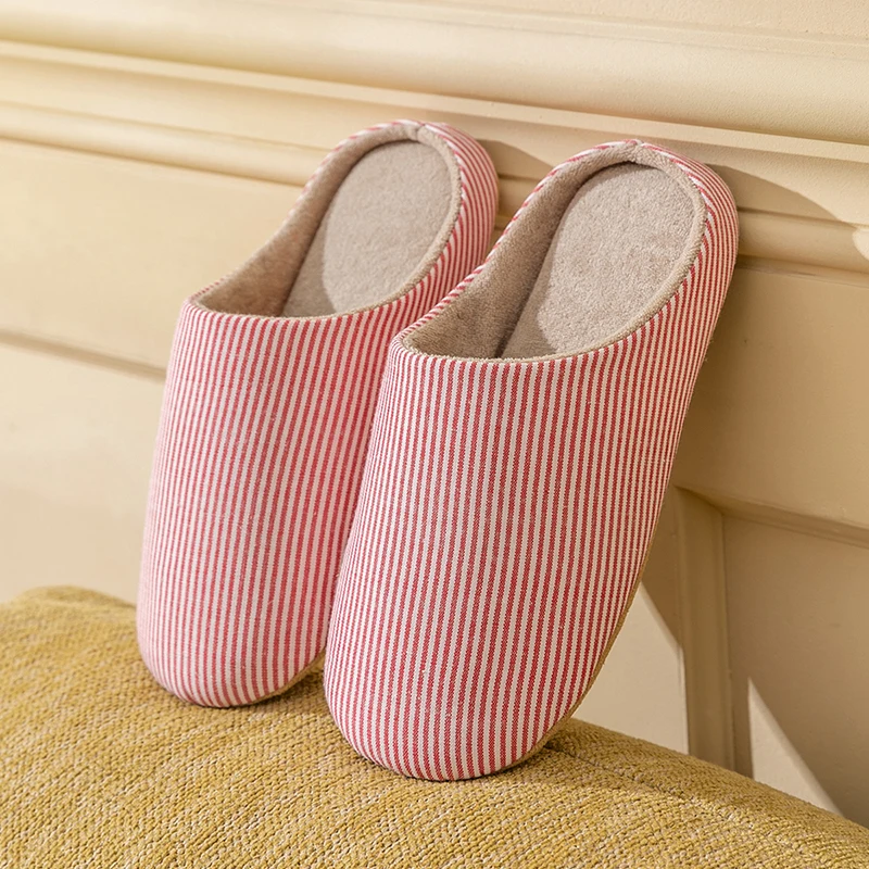 Pantoufles de maison à rayures pour femmes, pour printemps et automne, diapositives d'intérieur à se