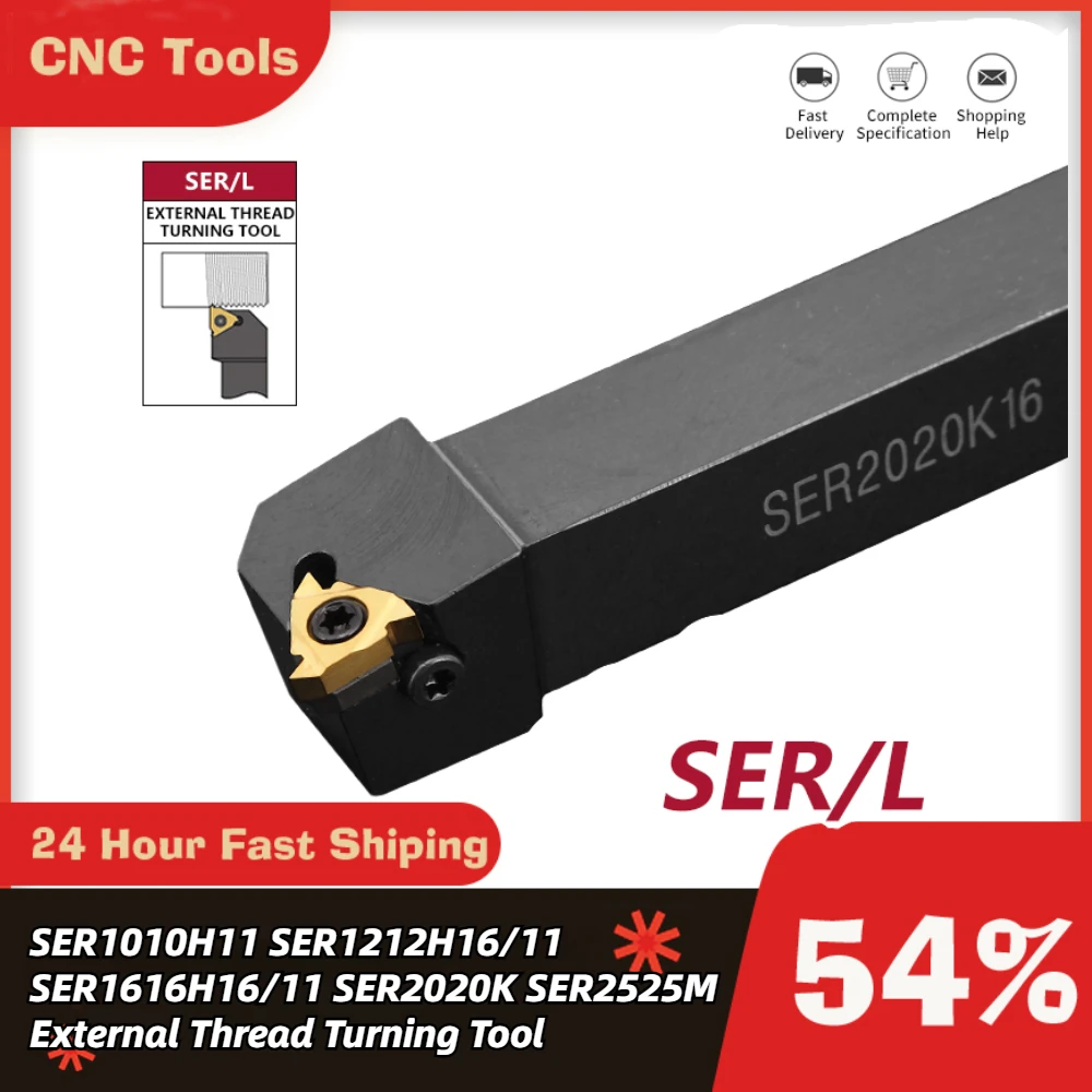 

SER1010H11 SER1212H16/11 SER1616H16/11 SER2020K SER2525M External Thread Turning Tool SER SEL Lathe Cutter bar CNC tool Holder