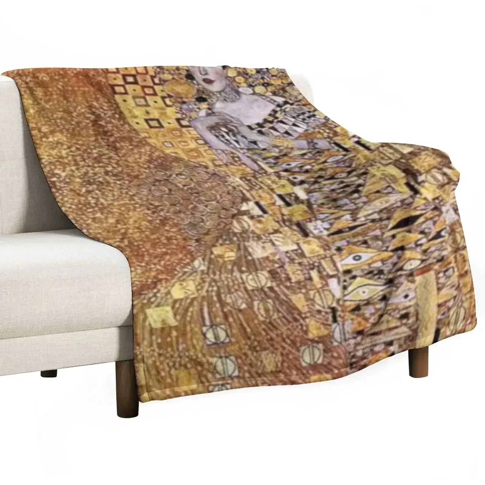 Gustav Klimt| Portrait of Adele Bloch Bauer I | Art Nouveau Throw Blanket Fashion Sofas Hairys Stuffeds Blankets