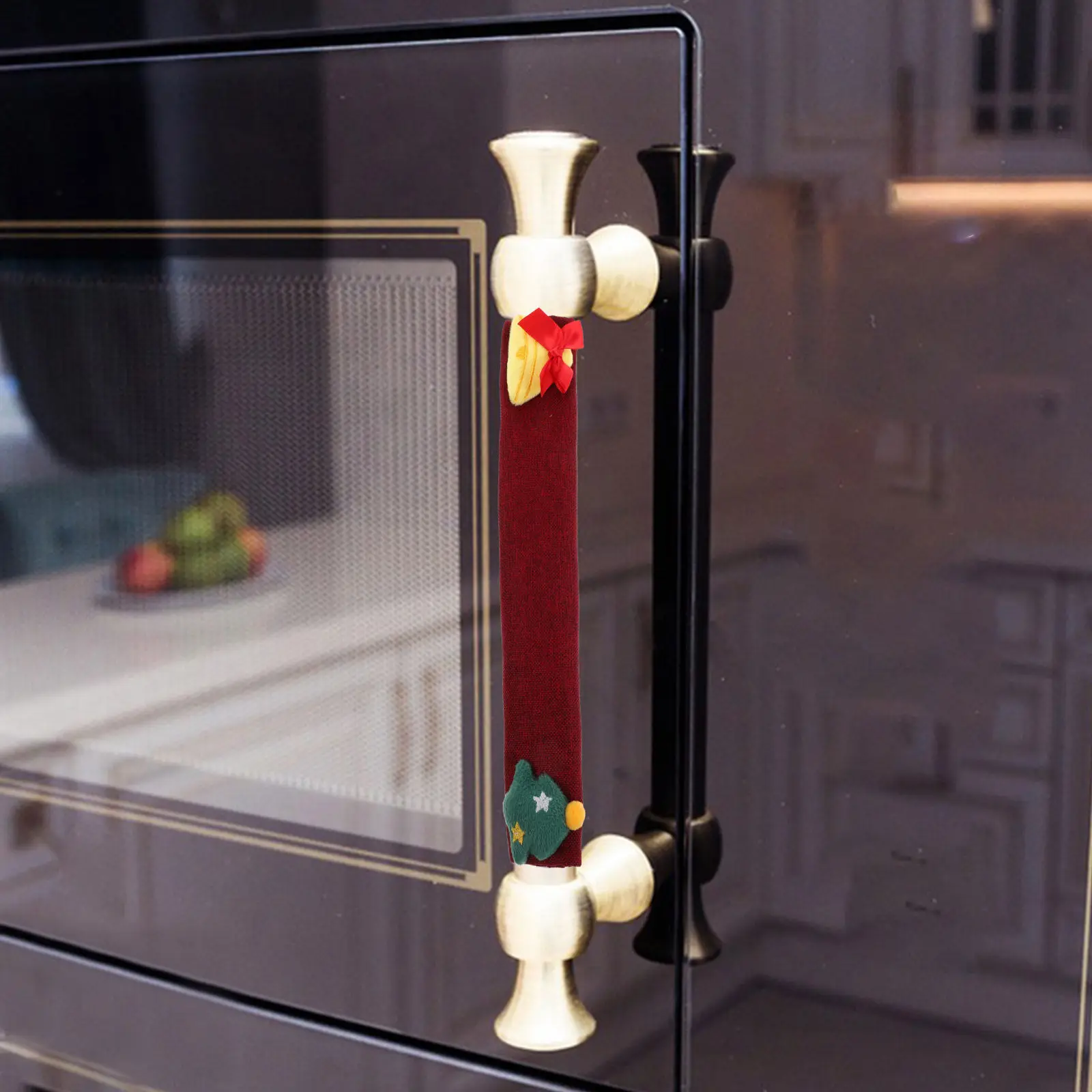 Christmas Fridge Door Handle Covers Microwave Oven Appliance Handle Sleeves Holiday Kitchen Decor Red Christmas Style