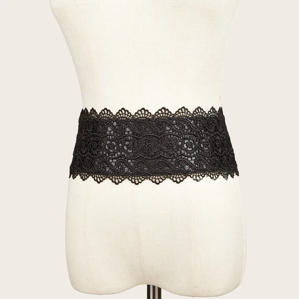 Cintura in vita in morbido pizzo stile Boho Cintura con papillon largo e annodare Cintura Obi con elastico in vita stretta per abiti