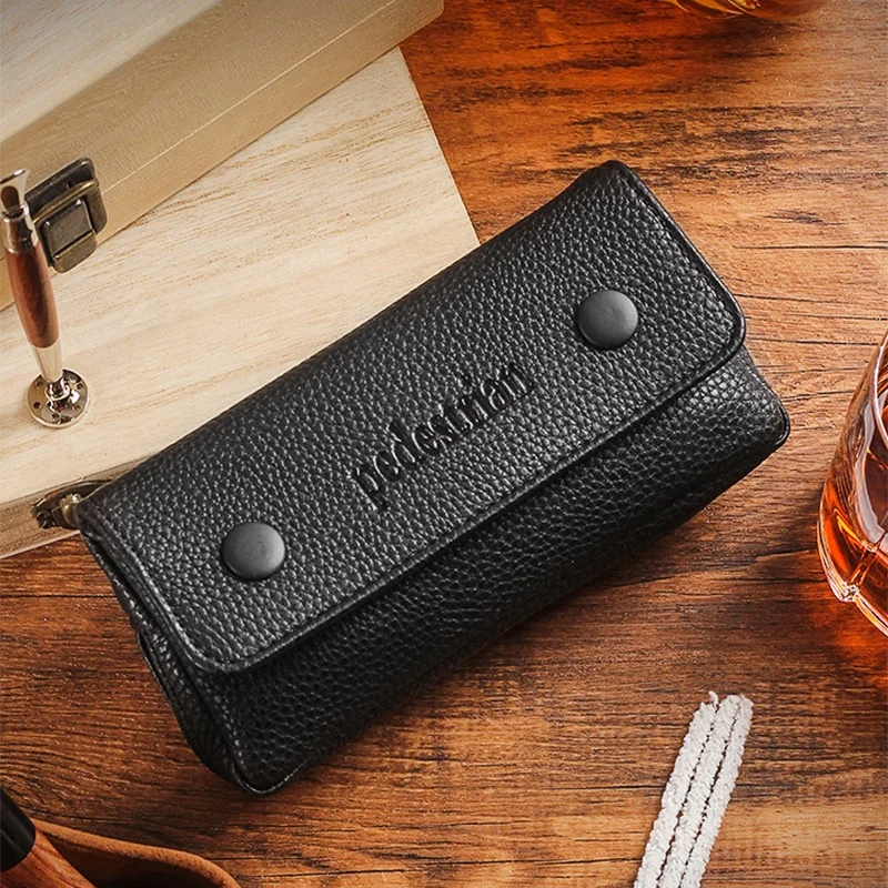 

Handmade PU Leather Tobacco Pouch Portable Travel Storage Pipe Case For Smoking