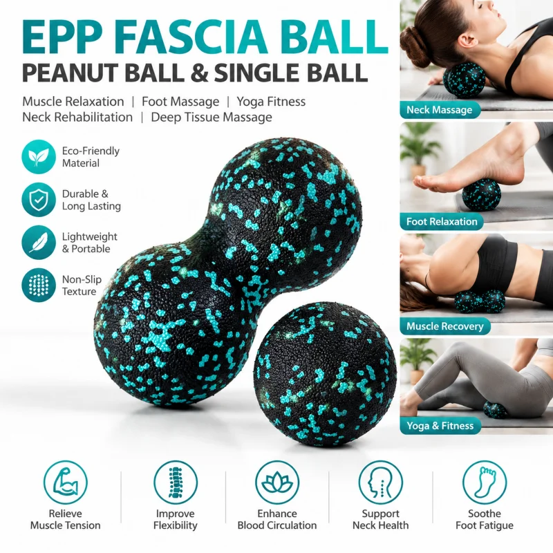EPP 8cm Peanut Balls Body Massage Fascia Ball High Density Muscle Relaxation Lacrosse Fitness Yoga Myofascia Ball Relieve Pain
