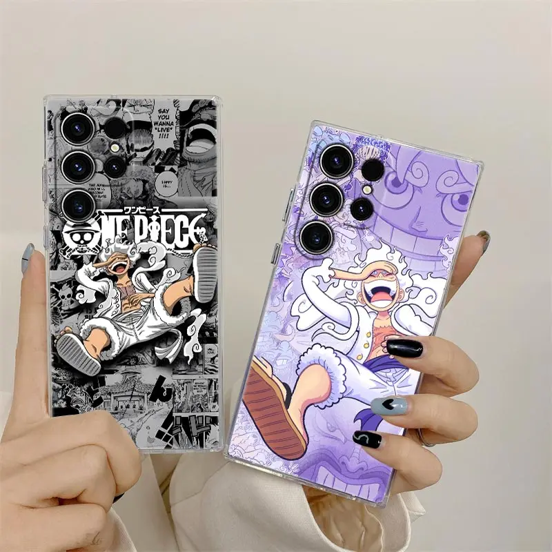 One-Piece Anime Monkey D Luffy S26 Ultra Case For Samsung Galaxy S25 S26 S24 S23 Ultra S22 S20 Plus S21 FE A57 Clear Phone Cover