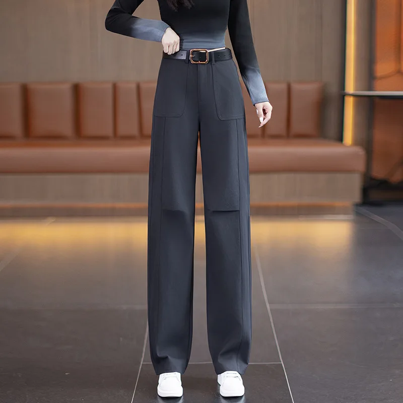 السراويل البضائع واسعة الساق للنساء، الخريف جديد الساخن بيع عالية الخصر التخسيس السراويل المستقيمة الساق، التنقل Scim تنوعا #6