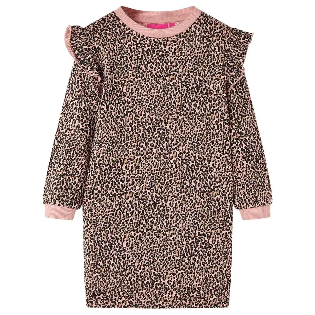 Girls' Medium Pink Sweatshirt Dress - Cozy & Stylish Casual Wear for Kids