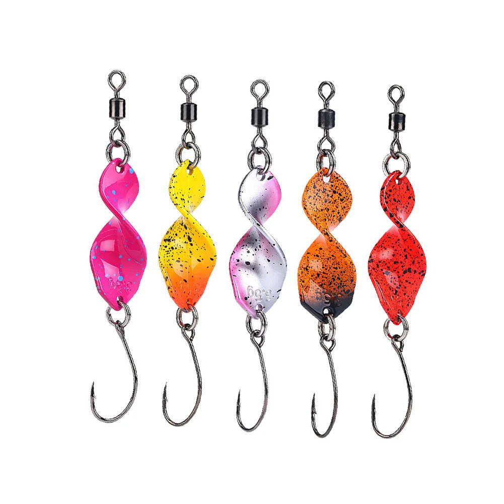 1/5PCS Barbed Metal Spinner Lure 2.5g Spiral Fishing Bait For Freshwater High-Speed Rotating Spoon For Trout In Rivers Lakes
