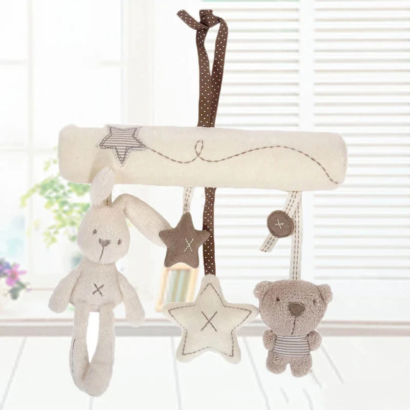 2024 New Hanging Bed Rabbit Baby Hand Bell Safety Seat Plush Toy Multifunctional Plush Toy Stroller Mobile Gifts