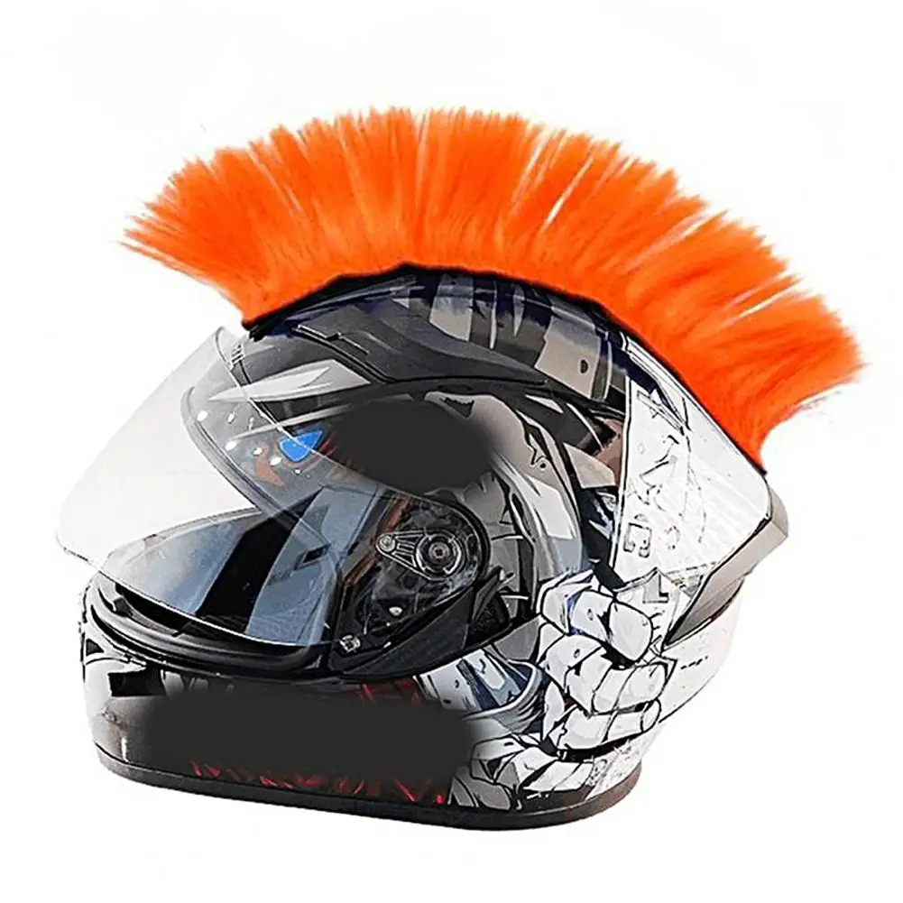 Helmet Wig Vibrant Color Helmet Decor Wig Detachable High Temperature Silk Bright Color Helmet Mohawk Cycling Riding Supplies