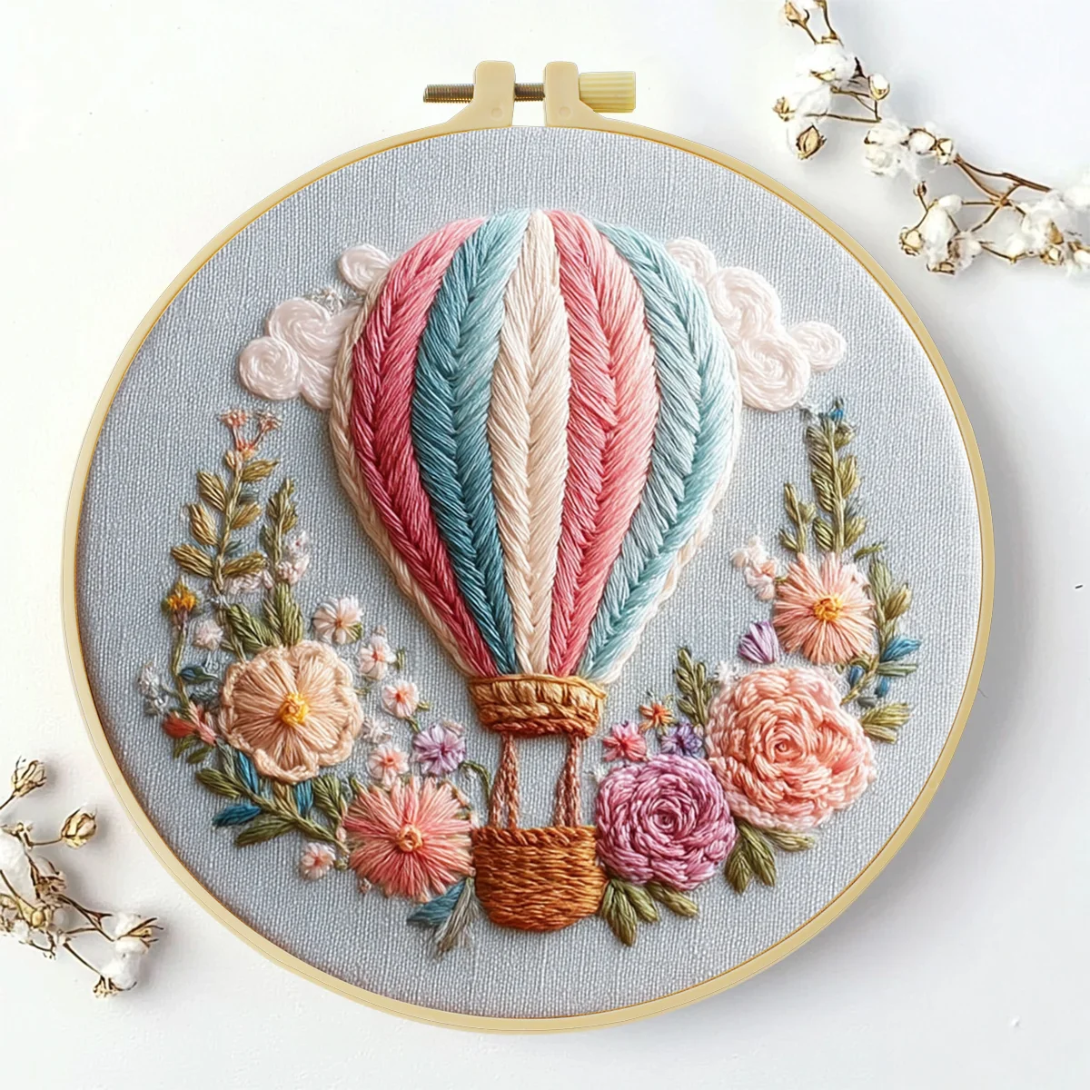 1 Stück 20X20CM/15X15CM 7,87/6,3 Zoll Heißluftballon-Tasche Stickerei-Starter-Kit DIY-Kit DIY-Stickerei-Kit Handarbeiten – Detail 2