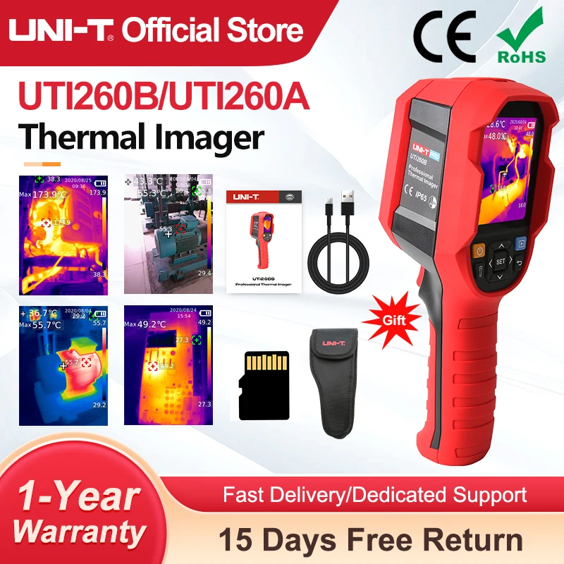 UNI-T UTI260B UTI260A Thermal Imaging Camera 256X192 Pixels Thermal Imager UTI260B+ PCB Circuit Floor Heating Tube Testing