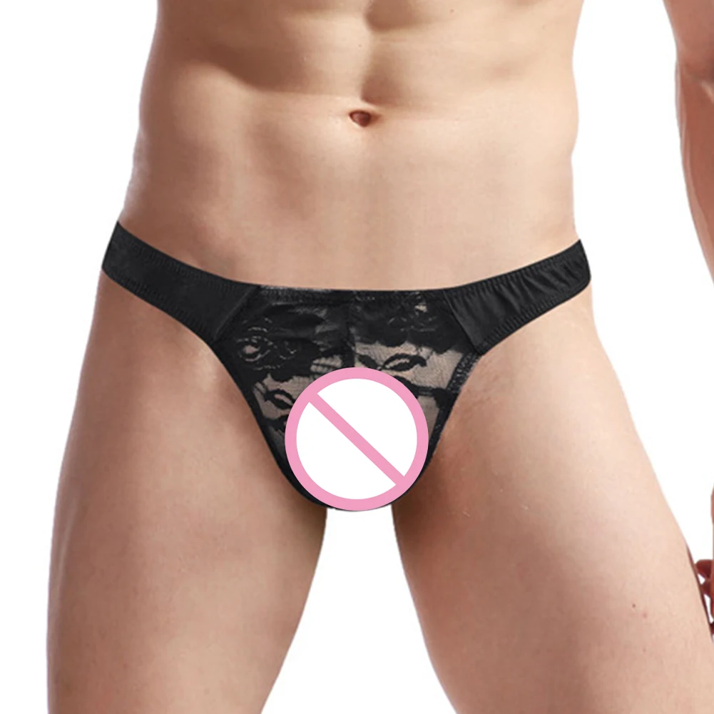 

Сексуальное мужское нижнее белье, ультратонкое нижнее белье, прозрачные кружевные стринги с низкой посадкой, Мужские дышащие трусы-брифы, трусы-бикини