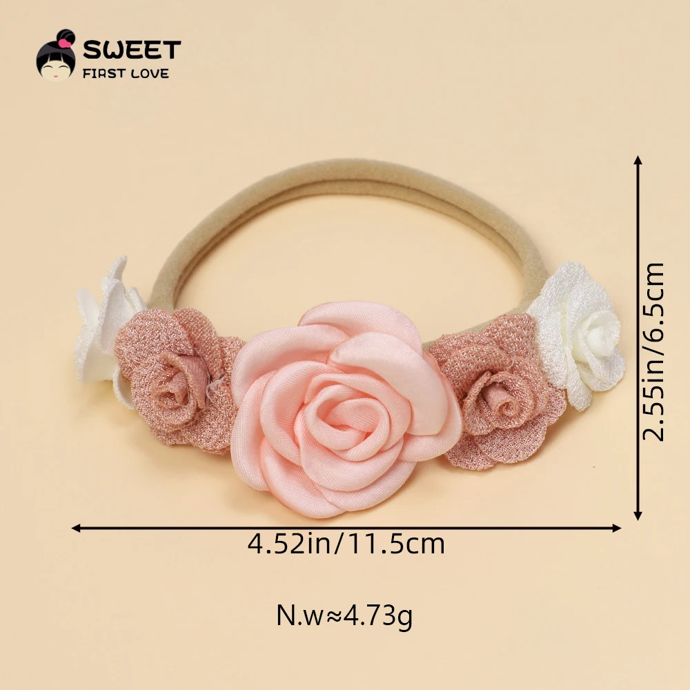 Artificial Floral Flowers Headband for Baby Girl Elastic Rubber Bands for Girls Hair Bands Seamless Soft Nylon Baby Accessories