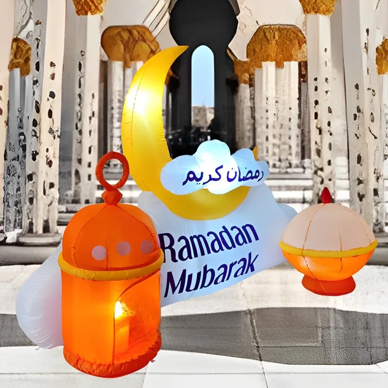 6FT Ramadan Inflatable Toys Decorations Glowing Lantern Moon Outdoor Yard Lawn Inflatable Model Ornament Ramadan Homes Decor