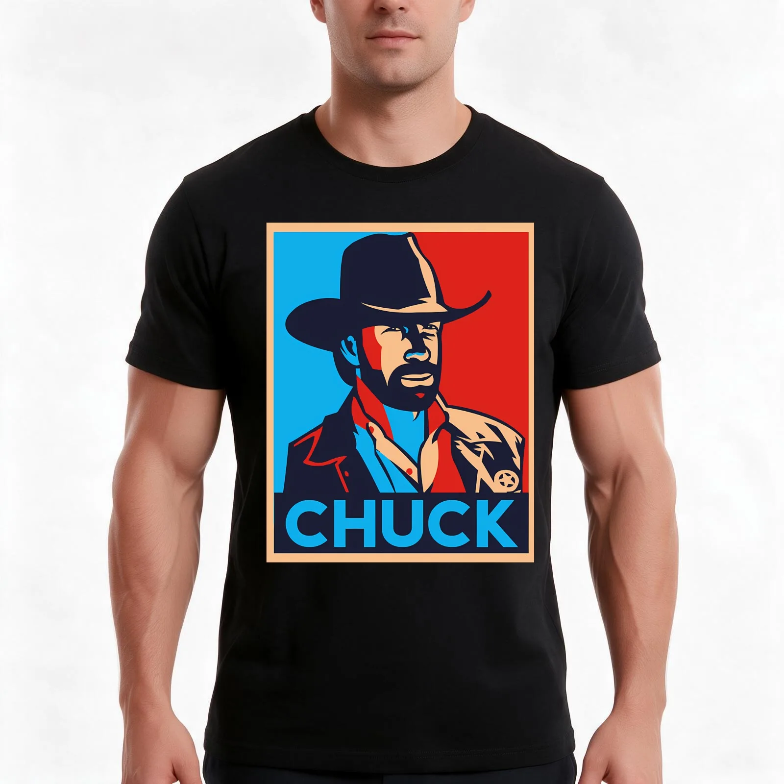 Chuck T-Shirt, Summer Casual Cotton Tee, Oversized Streetwear Tops, Vintage Graphic Print, Loose Fit Short Sleeve, 100% Cotton