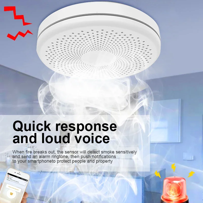 Tuya WIFI/Zigbee Smoke Detector Alarm Sensor Smart Home Security Fire Protection System Control Via Smart Life App