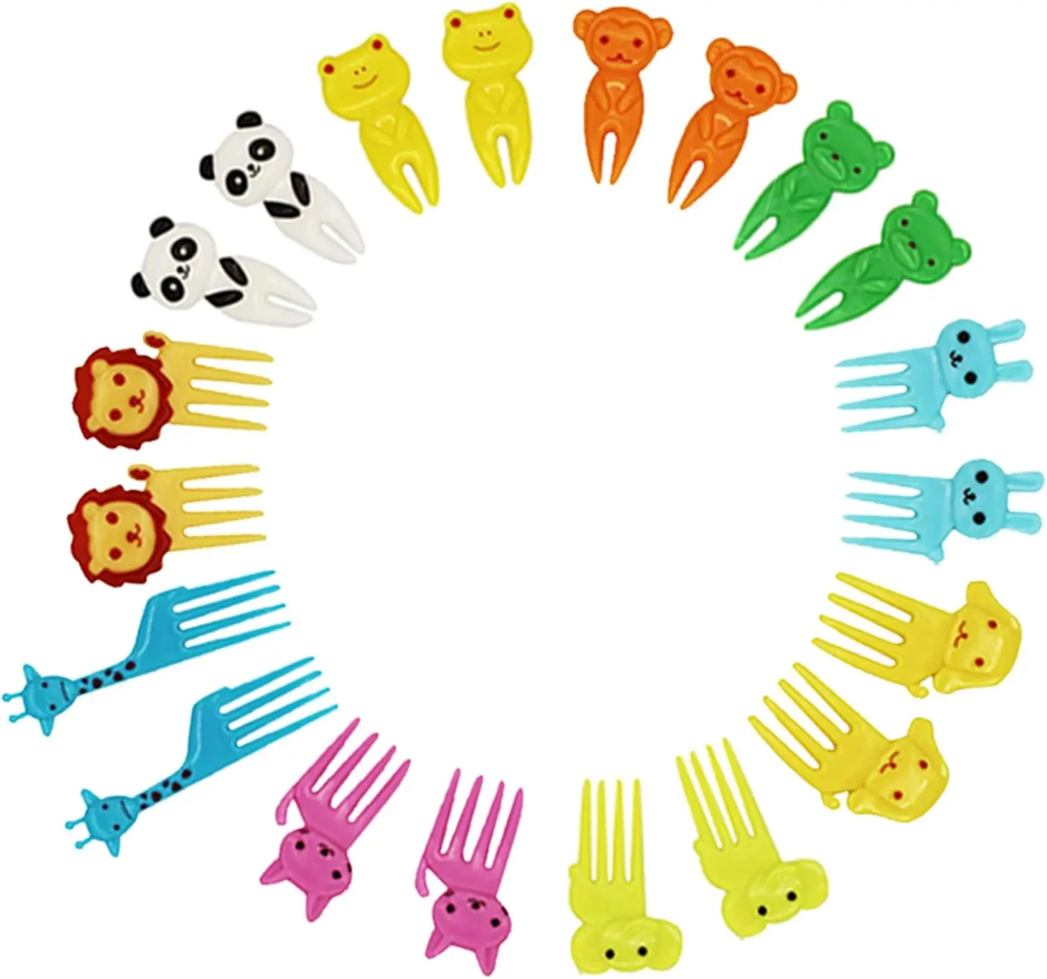 Mini tenedores de fruta, palillos de dientes, juego de brochetas para niños, selecciones de comida de animales de plástico para fiambrera bento, accesorios de decoración