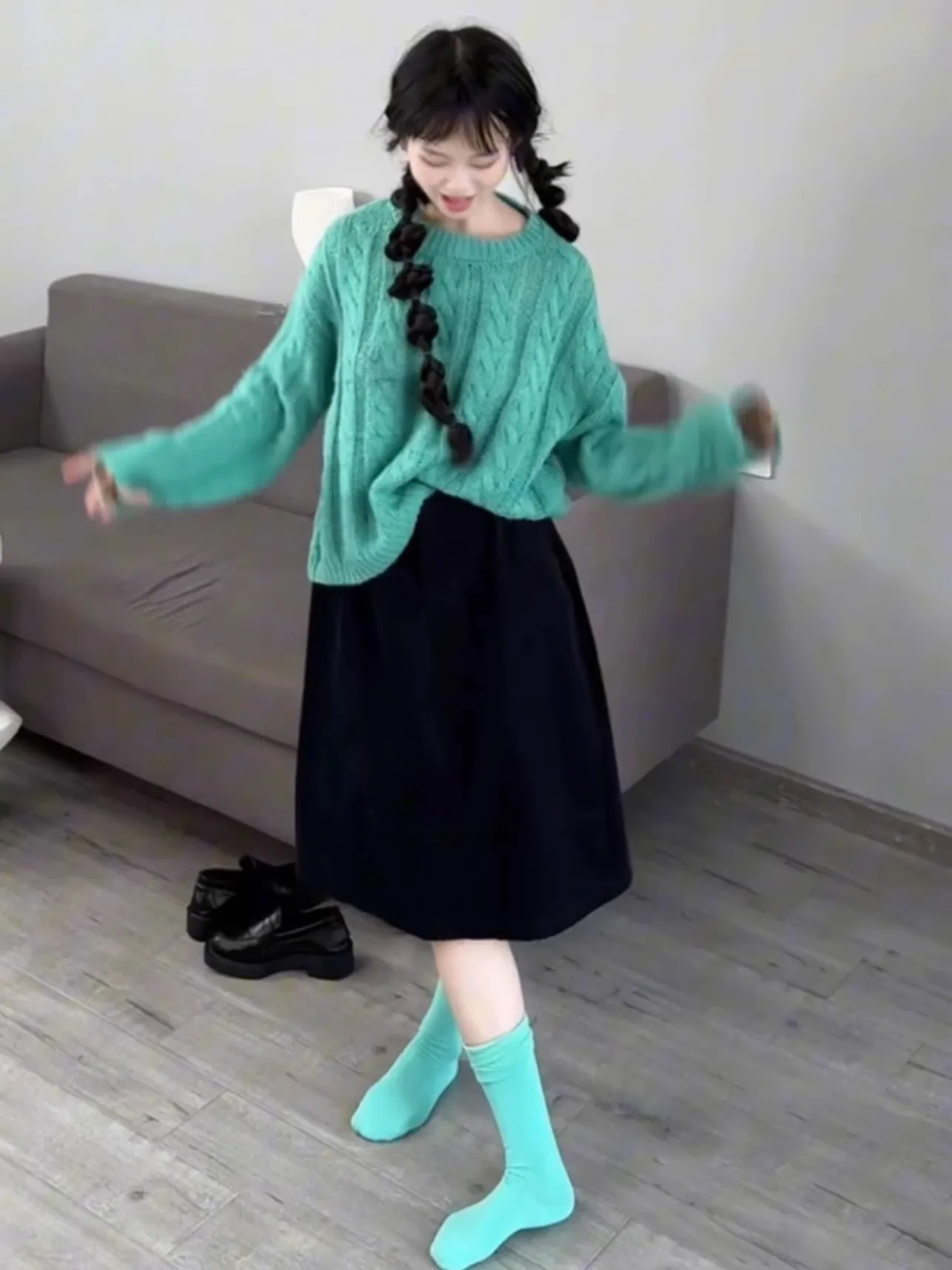 

Soft Knitted Sweater Women's Long Sve Outerwear Autumn 2025 New Sle Vintage een Twist Trendy Casual Comfortable Top