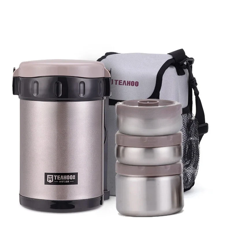 

Steel Thermos for Food 304 Stainless Lunch Box 3-layer Vacuum Insulation Barrel Multi-layer Keep Hot Warm Cold Stainless