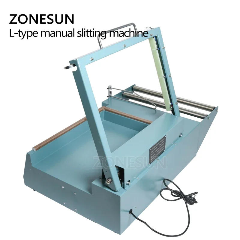 ZONESUN L tas pembungkus plastik Manual, penyegel panas Film kontrak dengan pemotong Shrink Film Sealing Machine alat Sealling