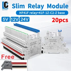 20PCS Slim Relay HF41F 5V 12V 24V Industrial Din Rail Relay With LED 6A SSR 41F-5-ZS 41F-12-ZS 41F-24-ZS