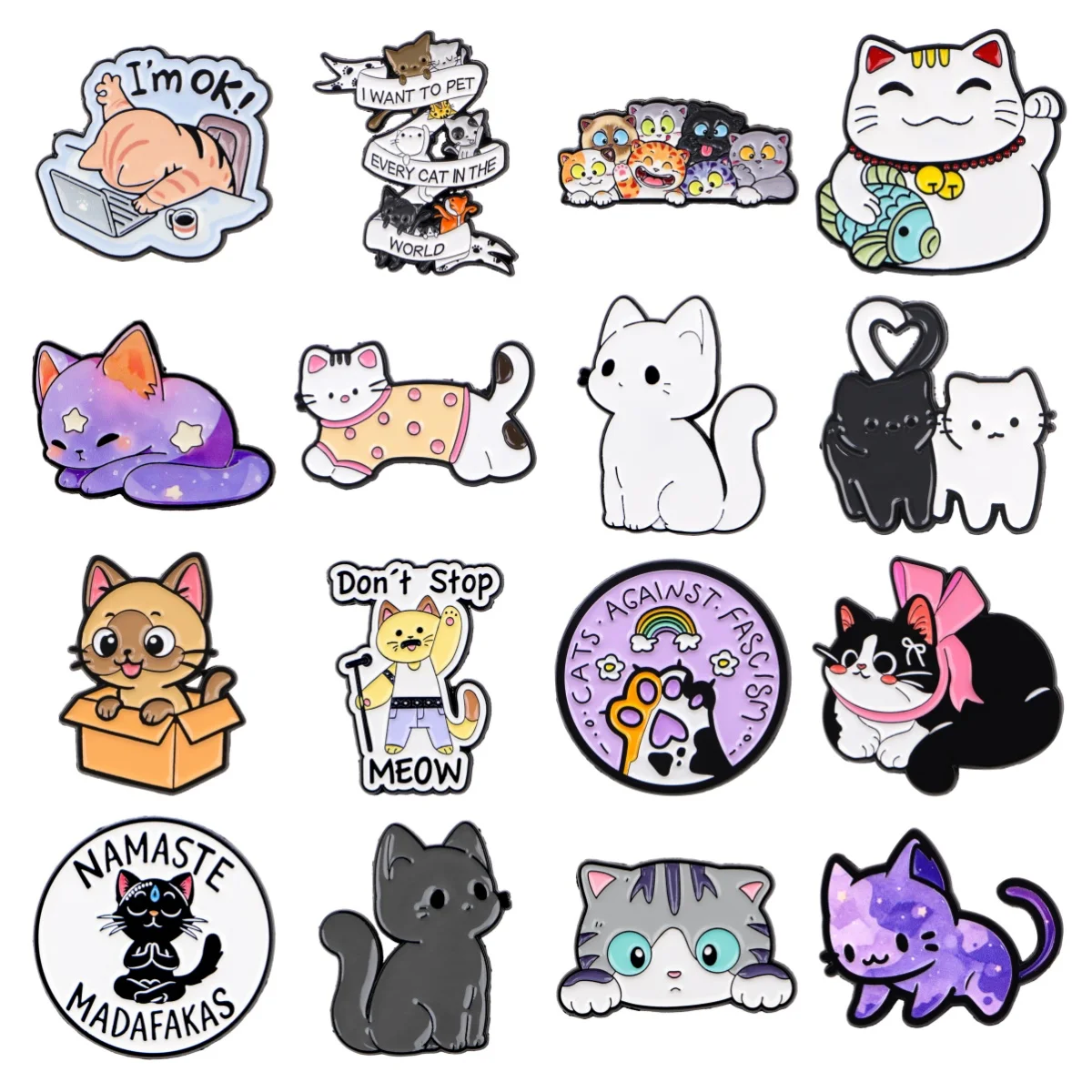 

Cute Colorful Cat Enamel Brooches Badges Animals Lapel Pins For Clothing Backpacks Fashion Jewelry Accessories Gift
