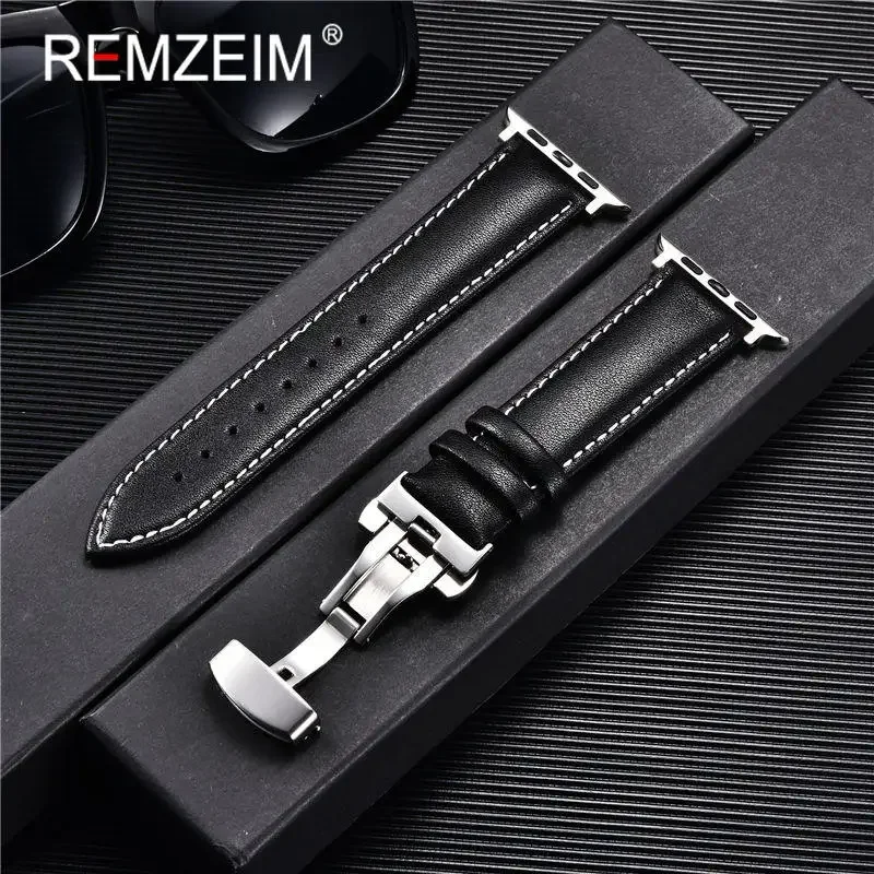 Lederarmband für Apple Watch Band 45 mm 41 mm 44 mm 40 mm 42 mm 38 mm Ultra 49 mm Armband für Iwatch Serie 8 7 SE 6 5 4 3 Armband – Detail 2
