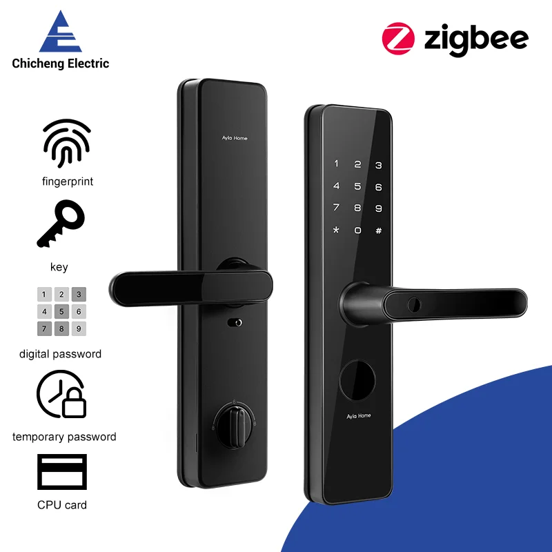 

ZigBee Smart Door Lock Electronic Lock Fingerprint Password Keycard Unlock Tamper Alarm Battery Powered USB Emergency Charge
