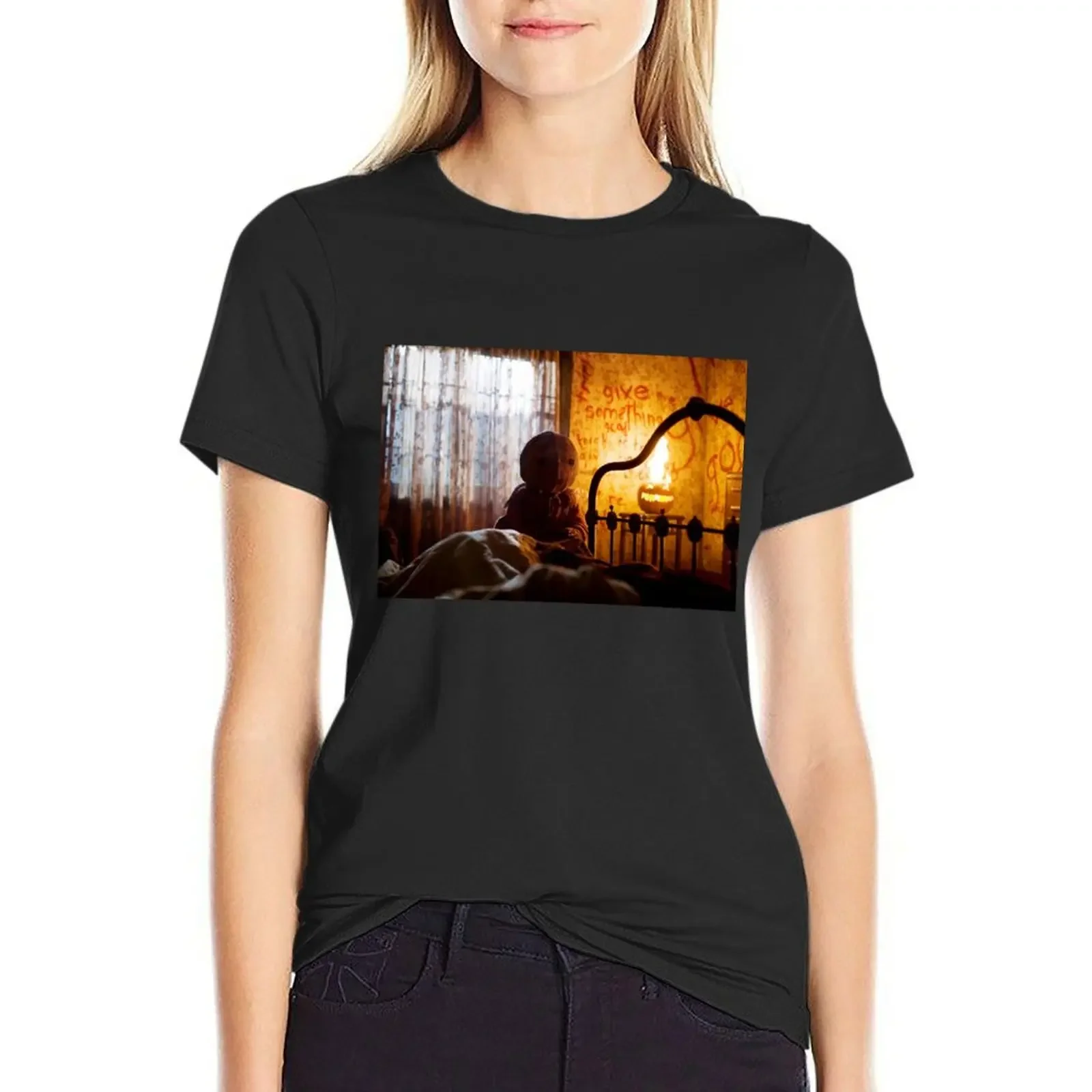 Flaming Jack O Lantern T-shirt summer top tops Blouse Women's tee shirt