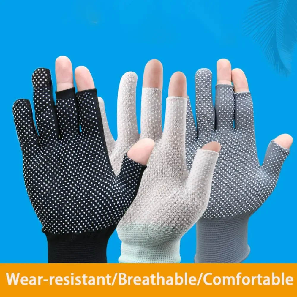 Stretch Anti-Slip Fishing Gloves Sports/Biking Sunscreen Driving Mittens Open Three Finger Spring Summer Gloves Men/Women